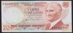 6.EMİSYON 2.TERTİP 20 LİRA E43 331515 ÇÇT