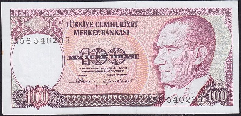 7.Emisyon 1.Tertip 100 Lira A56 540233 Çilaltı Çil