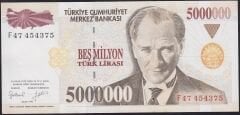 7.Emisyon 5000000 Lira F47 454375 Çok Çok Temiz+