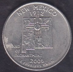 Amerika Çeyrek Dolar 2008 P Hatıra New Mexico