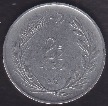 1962 YILI 2.5 LİRA ( TERS )