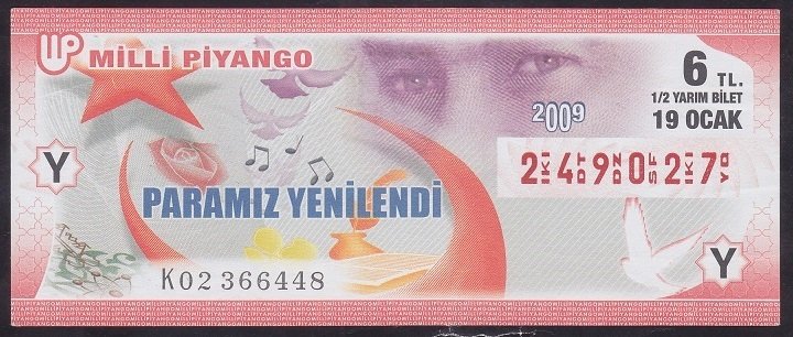 2009 19 OCAK YARIM BİLET - Y SERİSİ