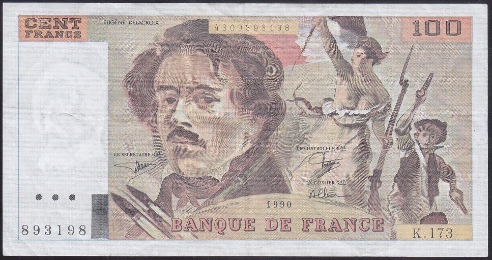 FRANSA 100 FRANK 1990 ÇOK TEMİZ + eski kağıt para değerleri