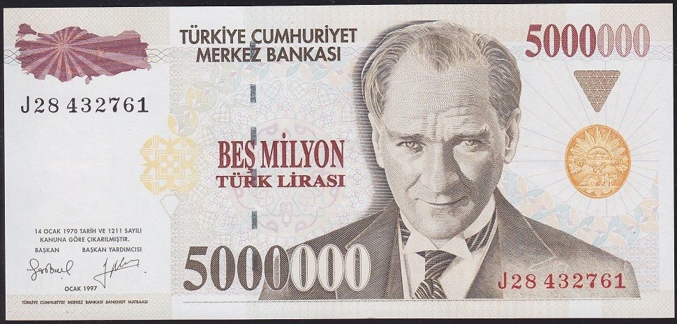 7.Emisyon 5 000 000 Lira J28 432761 Çilaltı Çil