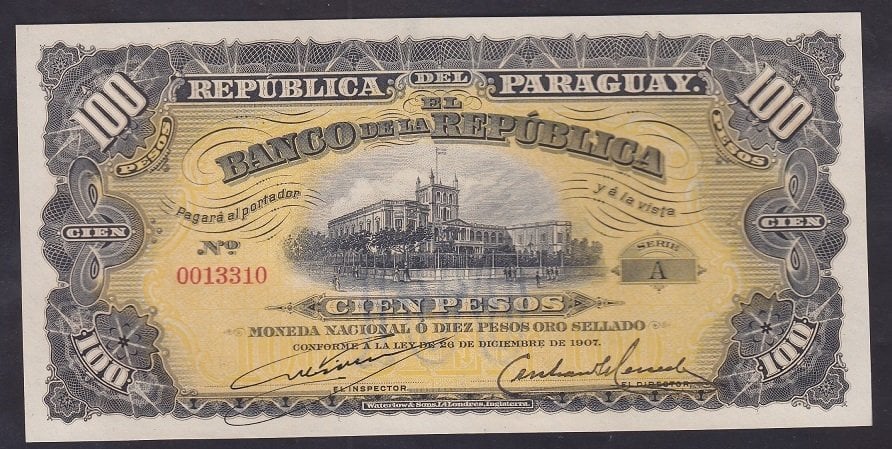 PARAGUAY 100 PESOS 1907 ÇİL PİCK 159