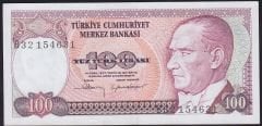 7.Emisyon 1.Tertip 100 Lira B32 154631 Çilaltı
