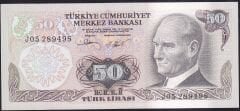 6.Emisyon 2.Tertip 50 Lira J05 289498 Çil