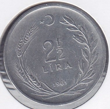 1961 YILI 2.5 LİRA ( DÜZ )