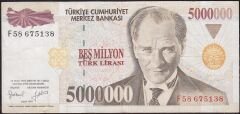 7.Emisyon 5 000 000 Lira F58 675138 Çok Temiz+