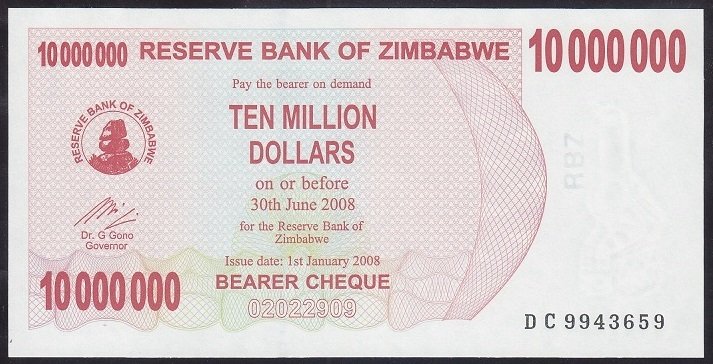 ZİMBABWE 10000000 DOLAR 2008 ÇİL