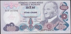 6.Emisyon 1.Tertip 1000 Lira A19 142191 Çok Çok Temiz+