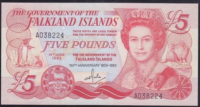 FALKLAND İSLAND 5 POUNDS 1983 ÇİLALTI