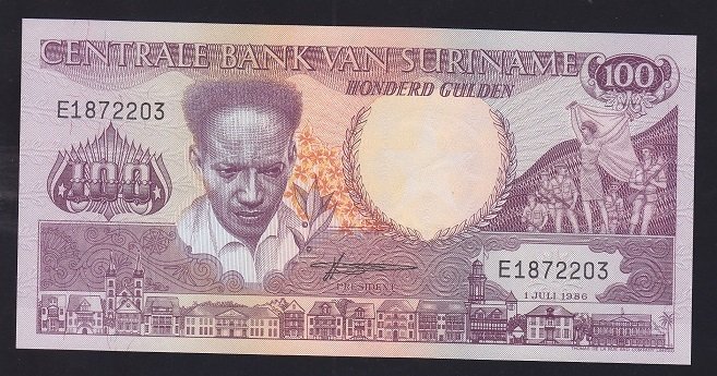 Suriname 100 Gulden 1986 Çil Pick 133a
