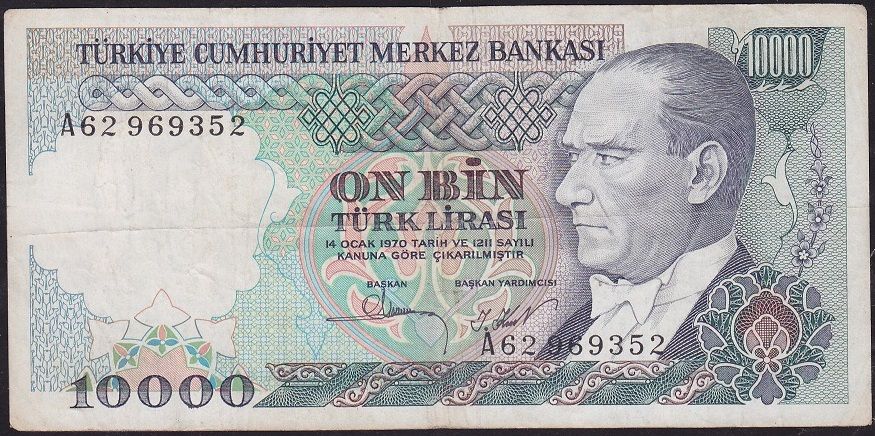 7.Emisyon 1.Tertip 10000 Lira A62 969352 Çok Temiz