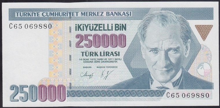 7.Emisyon 1.Tertip 250000 Lira C65 069880 Çilaltı Çil