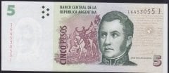 Arjantin 5 Pesos 2014 - 2015 Çil - Seri J Pick353d