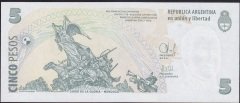 Arjantin 5 Pesos 2014 - 2015 Çil - Seri J Pick353d
