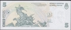 Arjantin 5 Pesos 2014 - 2015 Çil - Seri J Pick 353d