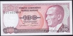 7.Emisyon 2.Tertip 100 Lira F27 032989 Çil