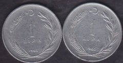 1965 Yılı 1 Lira Çok Temiz (Ters Düz Takım )