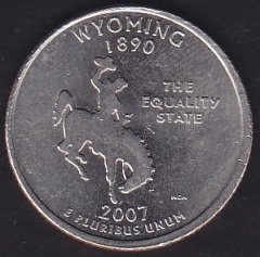 Amerika Çeyrek Dolar 2007 P Hatıra Wyoming