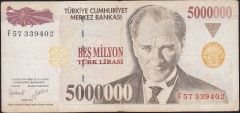 7.Emisyon 5 000 000 Lira F57 339402 Çok Temiz
