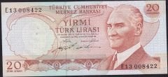 6.Emisyon 2.Tertip 20 Lira E13 008422 Çilaltı Çil