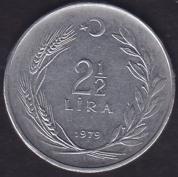 1979 Yılı 2.5 Lira Ters
