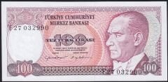 7.Emisyon 2.Tertip 100 Lira F27 032990 Çil