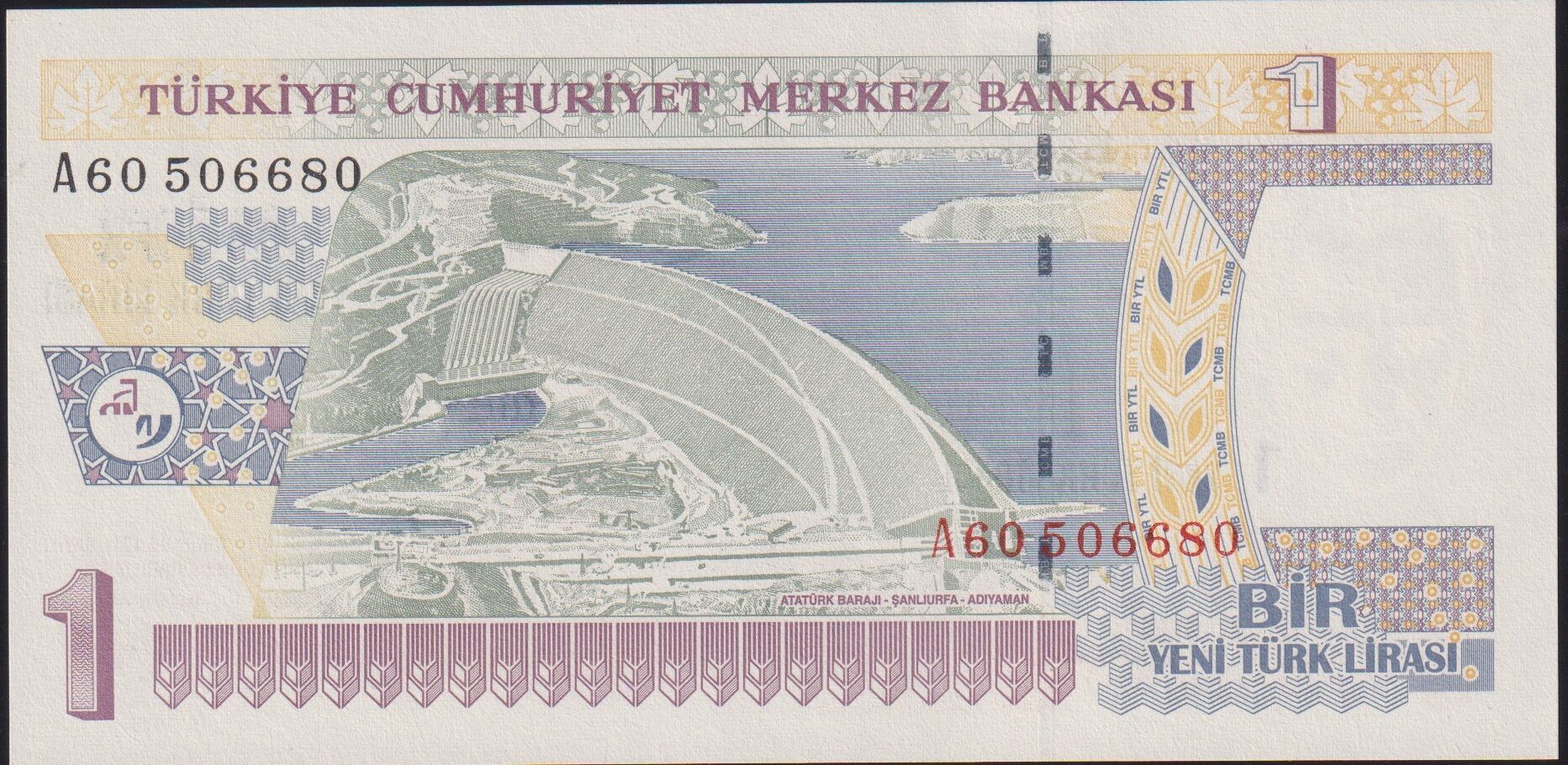 8.Emisyon 1 YTL A60 506680 Çil