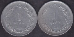 1962 Yılı 1 Lira Çok Temiz (Ters Düz Takım )