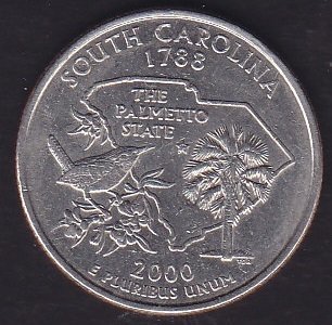 Amerika Çeyrek Dolar 2000 D Hatıra South Carolina