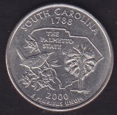 Amerika Çeyrek Dolar 2000 D Hatıra South Carolina
