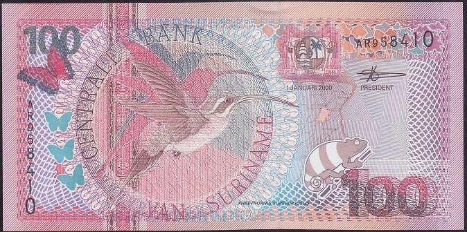 Suriname 100 Gulden 2000 Çil Pick 149