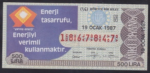 1987 19 OCAK ÇEYREK BİLET N SERİSİ