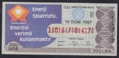 1987 19 OCAK ÇEYREK BİLET N SERİSİ