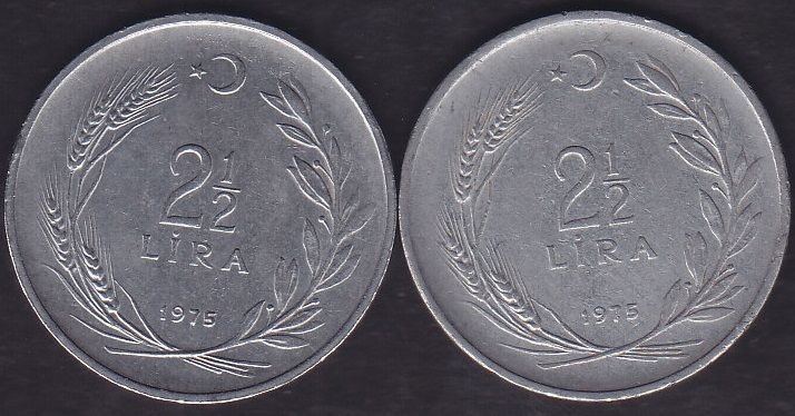 1975 Yılı 2.5 Lira (Ters Düz Takım)