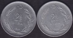 1975 Yılı 2.5 Lira (Ters Düz Takım)