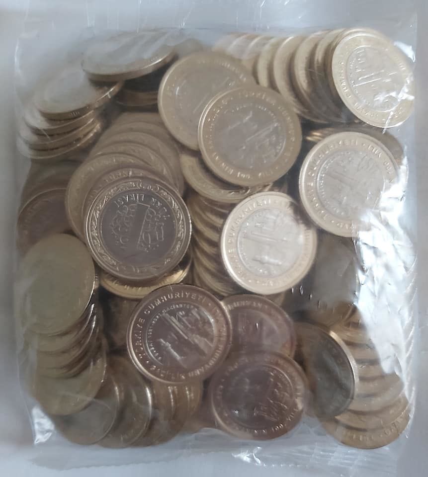 2021 Yılı Gaziantep Gazilik Ünvanının 100. Yılı Bimetal Tedavül 1 Lira Çil 100 Adet Açılmamış Darphane Poşetinde