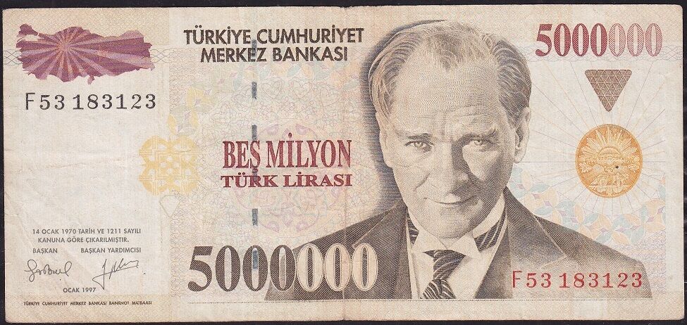 7.Emisyon 5 000 000 Lira F53 183123 Çok Temiz