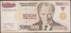 7.Emisyon 5 000 000 Lira F53 183123 Çok Temiz