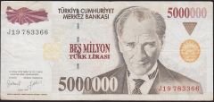 7.Emisyon 5 000 000 Lira J19 783366 Çok Temiz+