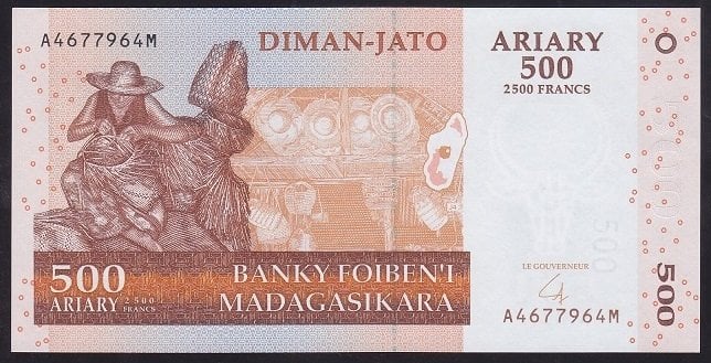 Madagaskar 500 Arıary 2500 Frank 2004 Çil (A)