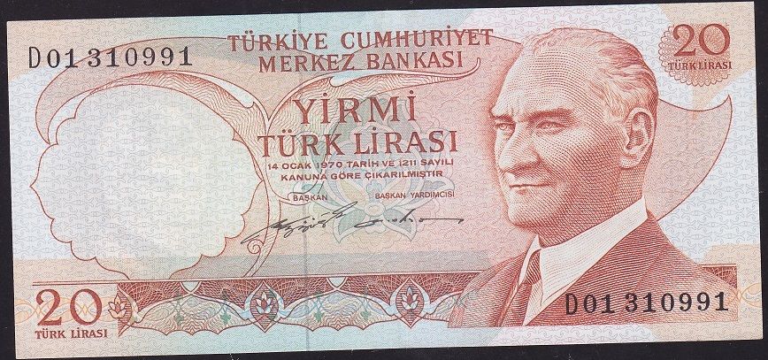 6.Emisyon 2.Tertip 20 Lira D01 310991 Ççt Çilaltı