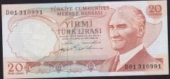 6.Emisyon 2.Tertip 20 Lira D01 310991 Ççt Çilaltı