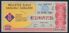 1987 29 OCAK YARIM BİLET Z SERİSİ