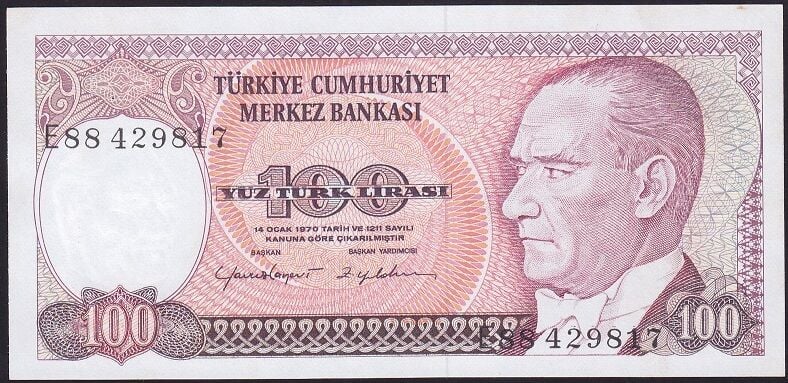 7.Emisyon 2.Tertip 100 Lira E88 429817 Çilaltı Çil