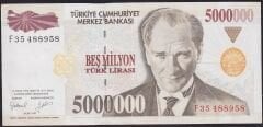 7.Emisyon 5.000.000 Lira F35 488958 Çok Çok Temiz+