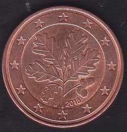 Avrupa 5 Euro Cent 2018 J Almanya