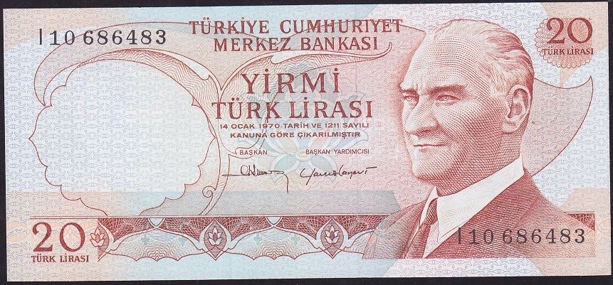 6.Emisyon 4.Tertip 20 Lira I10 686483 Çilaltı